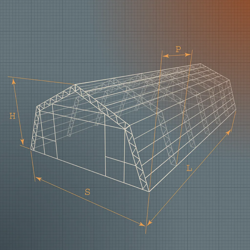 Каркас шатрового (полигонального) ангара